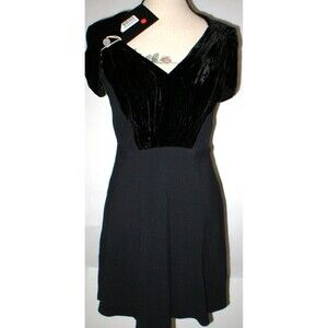 New Womens 4 NWT Italy Prada Dress Black 40 Velvet Silk Acetate Short Sleeves